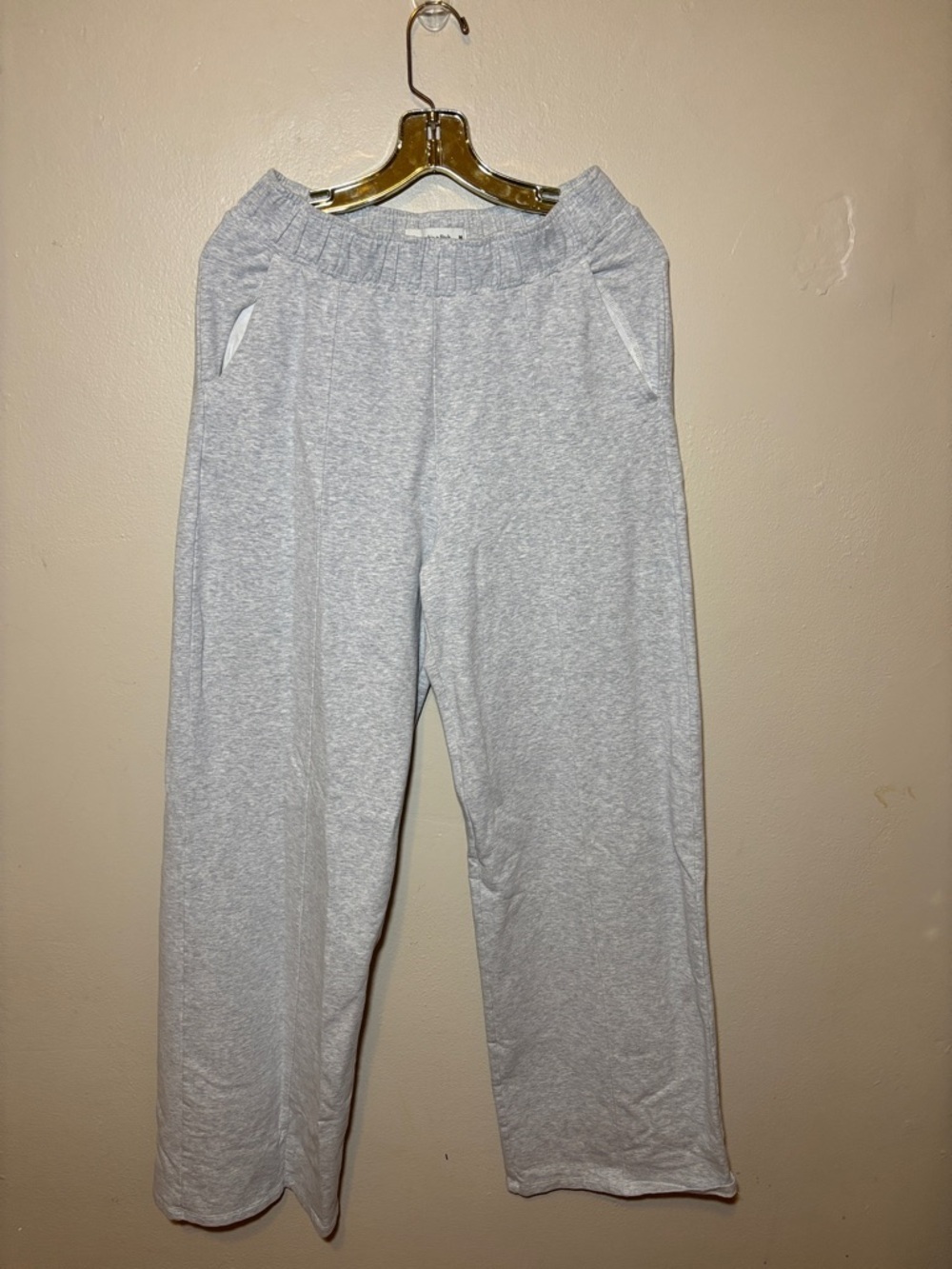 Abercrombie & Fitch Light Gray Wide-Leg Pull-On Pants